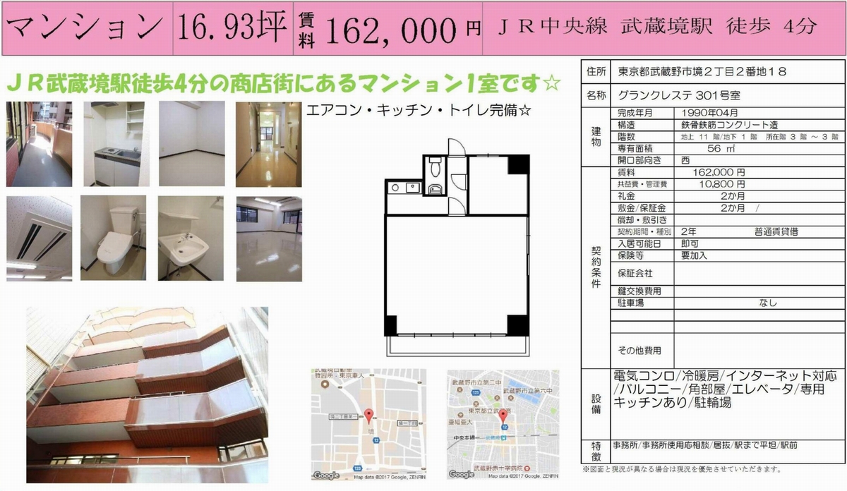 武蔵野市境2 2 18 武蔵境駅 グランクレステの賃貸事務所 貸事務所 貸店舗の詳細 テナント Biz