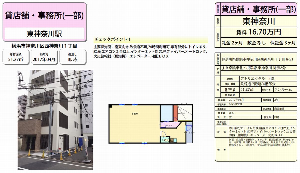 横浜市神奈川区西神奈川1 8 21 東神奈川駅 アトリエクララの賃貸事務所 貸事務所 貸店舗の詳細 テナント Biz 横浜市神奈川区西神奈川1 8 21 東神奈川駅 アトリエクララの賃貸事務所 貸事務所 貸店舗の詳細 テナント Biz